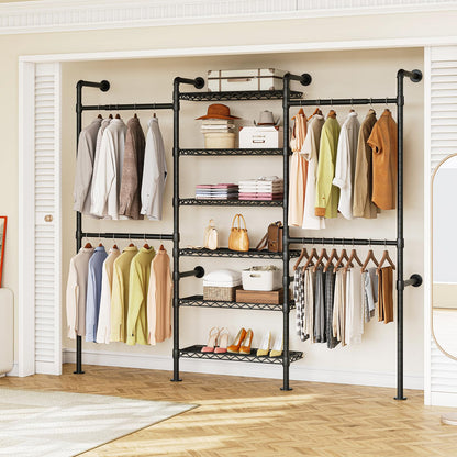 Wall Mounted Industrial Pipe Clothing Rack Heavy Duty