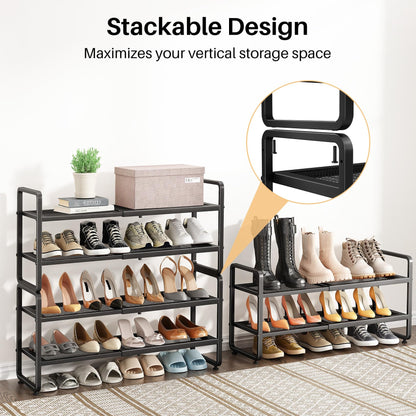 Expandable Stackable Metal Shoe Rack Organizer Shelf
