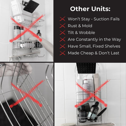 Rust Resistant Shower Caddy Adjustable Shelves Bathroom Organizer