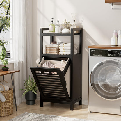 Tilt Out Laundry Hamper Cabinet with Storage