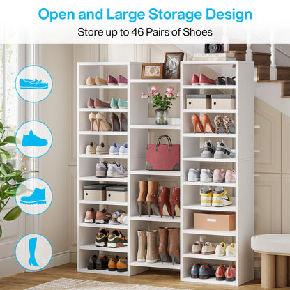 14 Tier Wooden Shoe Rack Entryway Shoe Organizer with Cubbies