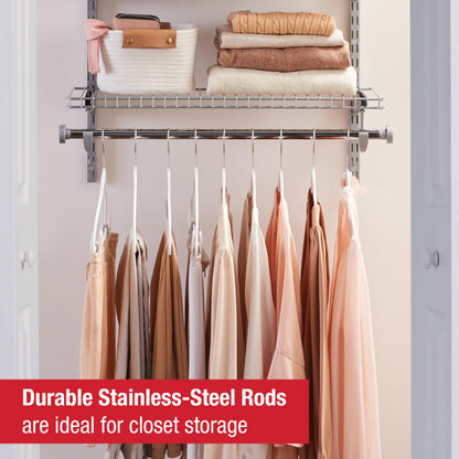 Expandable Wire Closet Shelving Kit with Rods White