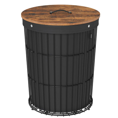 Round Laundry Hamper with Lid 95L Removable Liner
