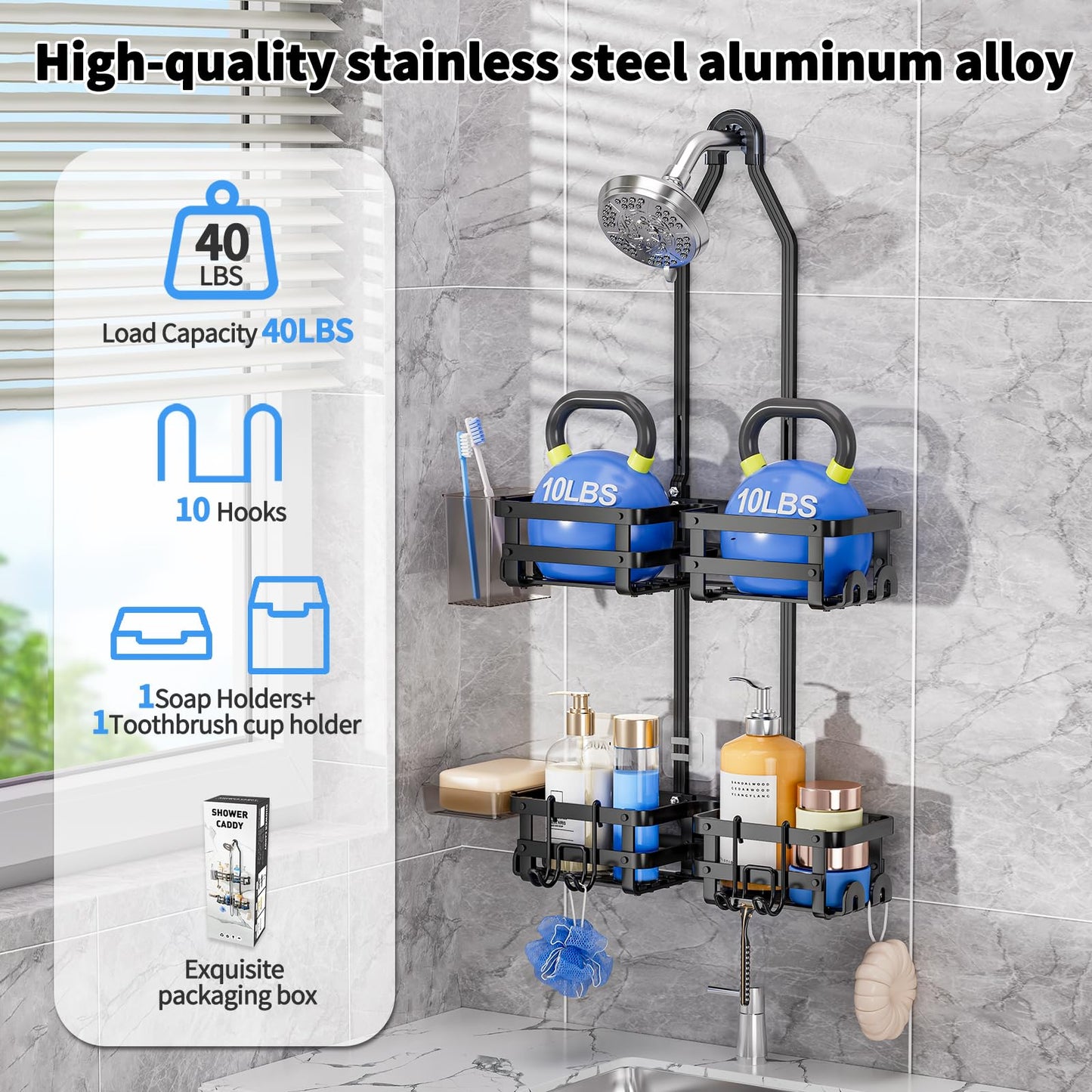 Shower Caddy Over Head Metal Rust Proof Organizer