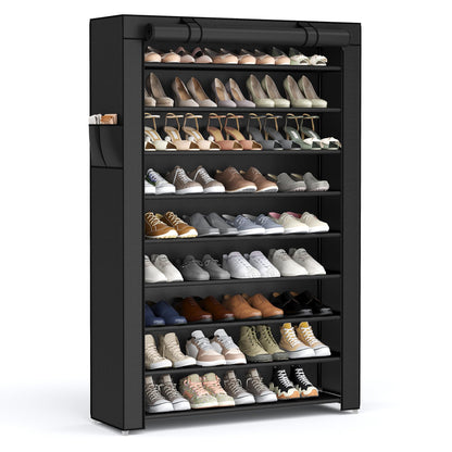 SONGMICS 10-Tier Shoe Rack, Shoe Organizer with Dustproof Cover,