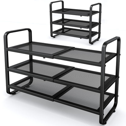 Expandable Stackable Metal Shoe Rack Organizer Shelf