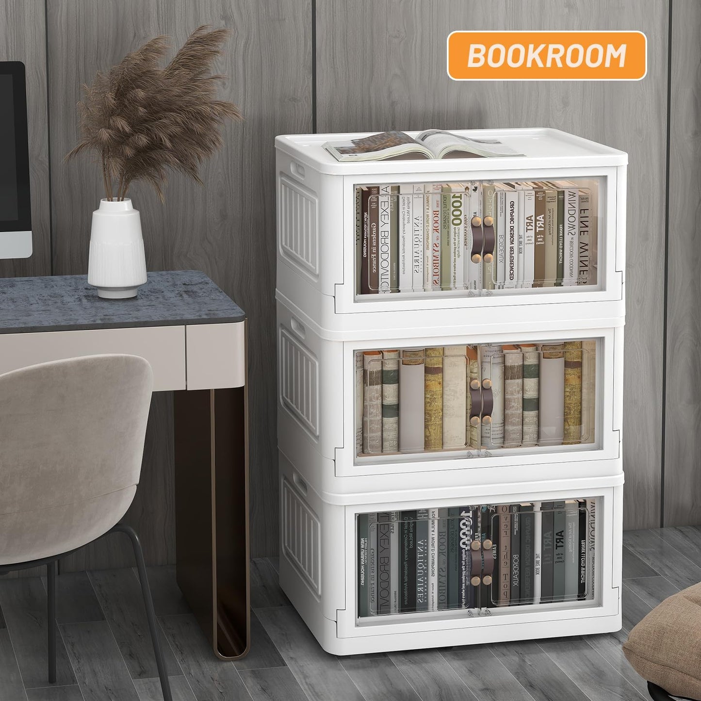 Stackable Storage Bins with Lids Wheels 78 Qt White