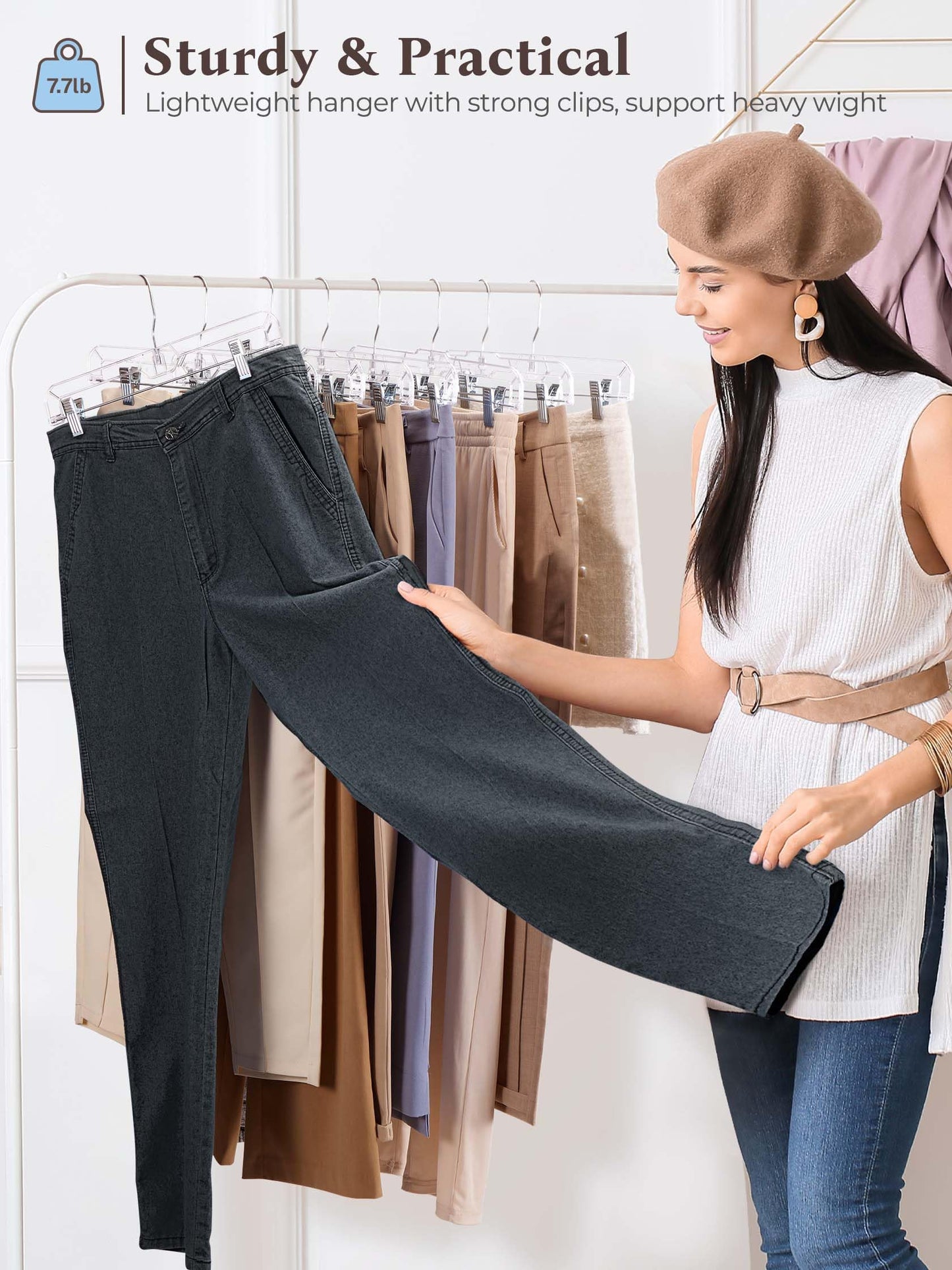 Clear Adjustable Clip Hangers for Pants Skirts Shorts