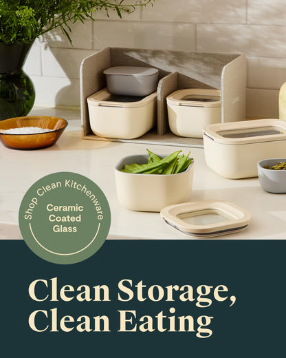 Glass Food Storage Set Ceramic Coated Lids Lunch Box Safe