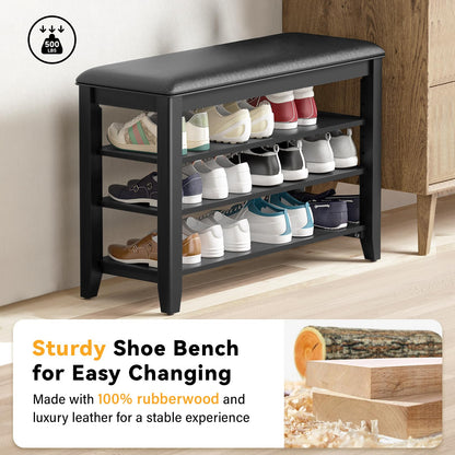 Entryway Shoe Bench Storage with Cushion Shelves