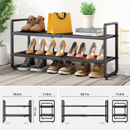 Expandable Stackable Metal Shoe Rack Organizer Shelf