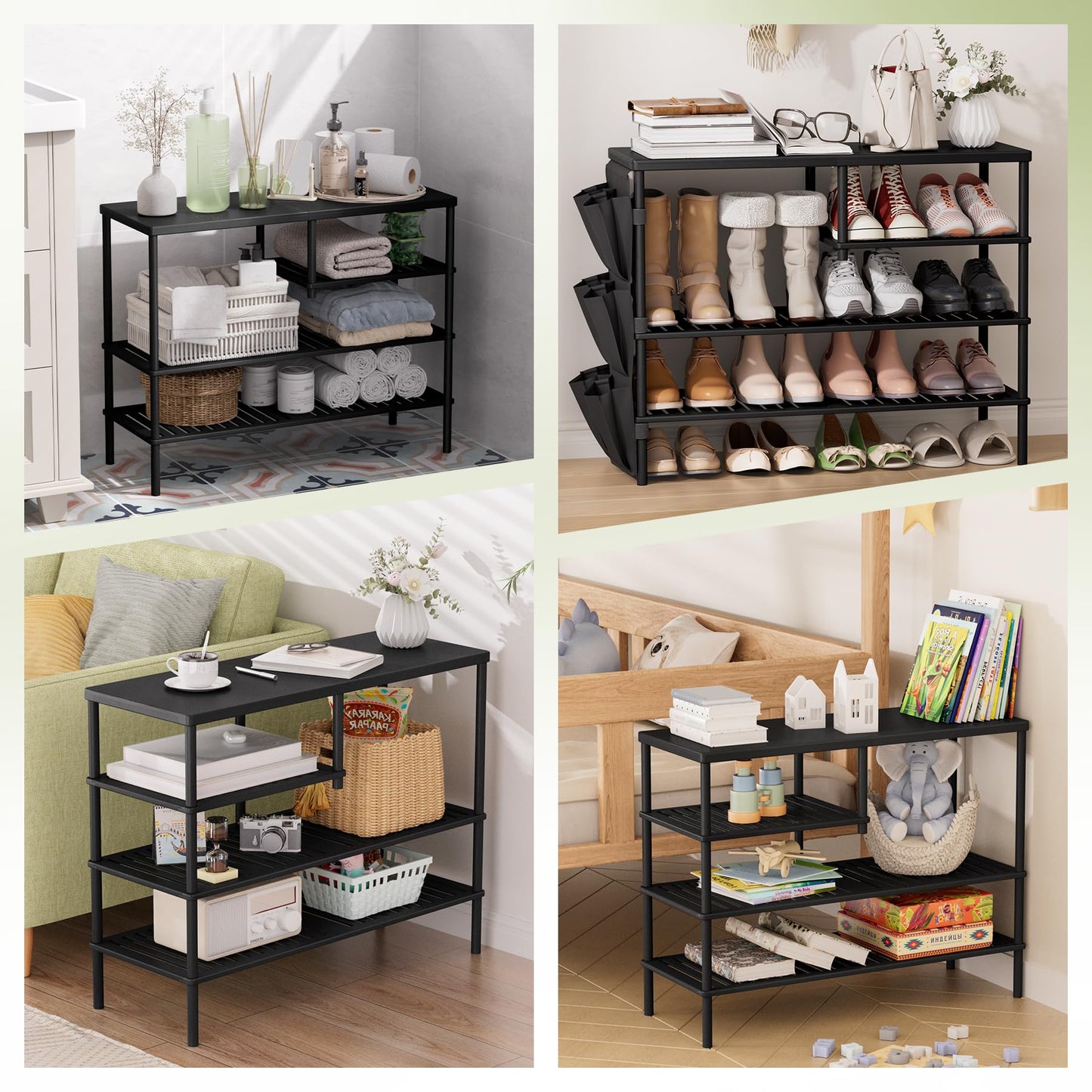 CozyBath Bamboo Shoe Rack 4 Tiers Shoe Organizer for Closet