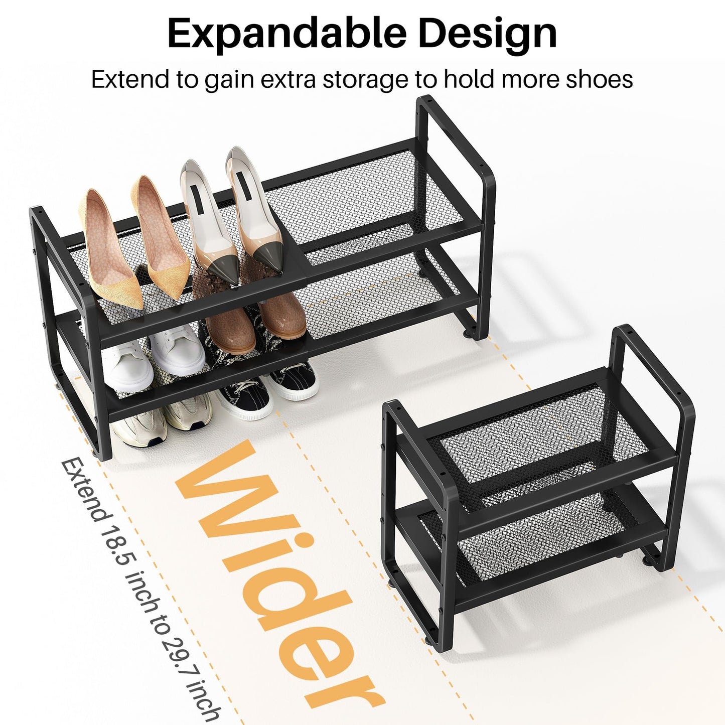 Expandable Stackable Metal Shoe Rack Organizer Shelf