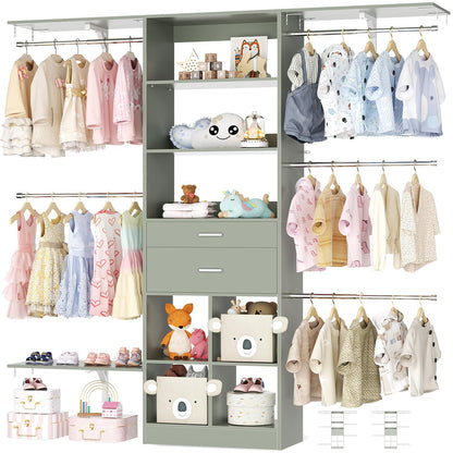 Kids Closet System with Drawers Hanging Shelving 8FT