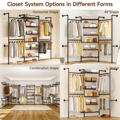 Wall Mounted Industrial Pipe Clothing Rack Heavy Duty