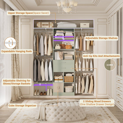 Kids Closet System with Drawers Hanging Shelving 8FT
