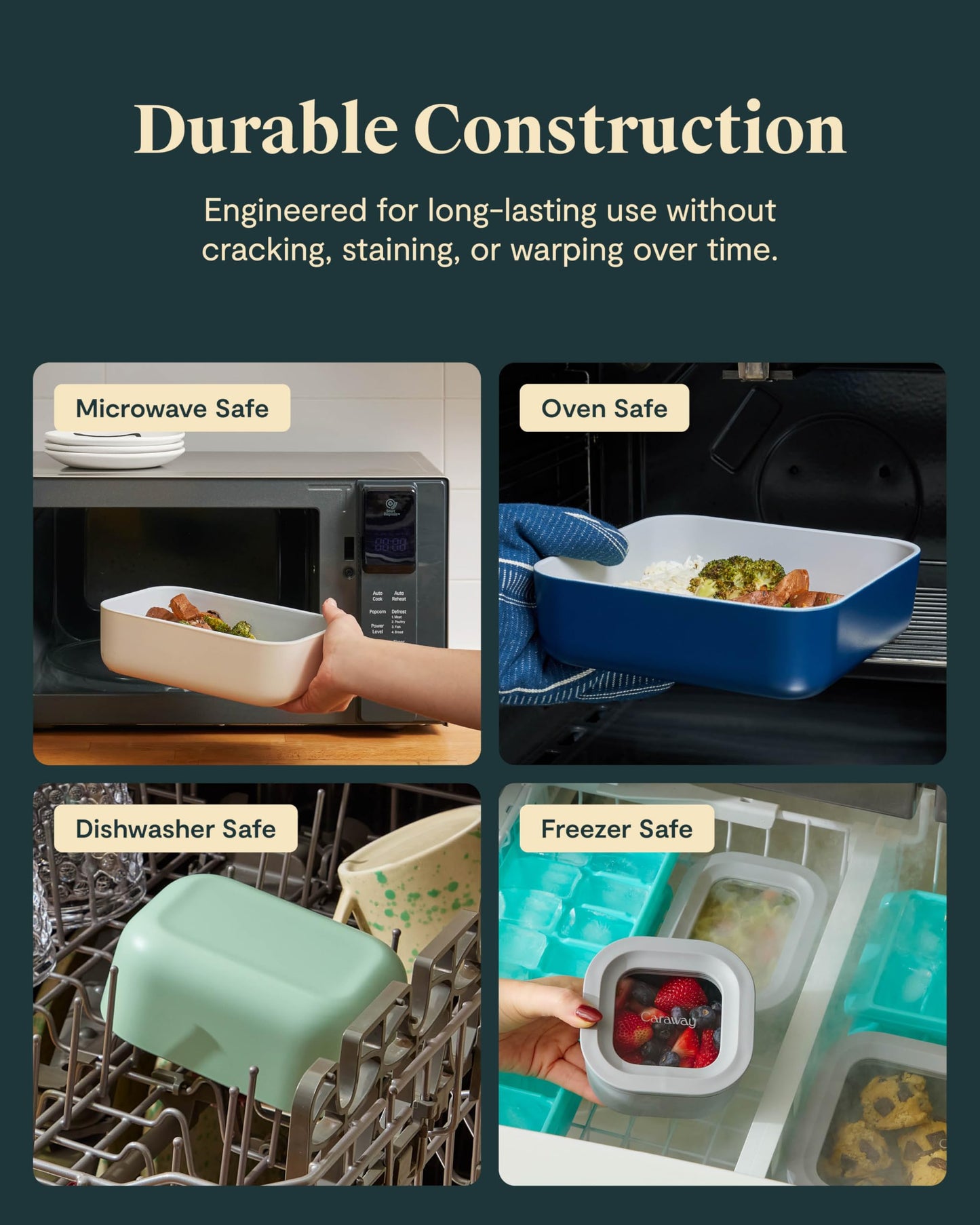Glass Food Storage Set Ceramic Coated Lids Microwave Safe