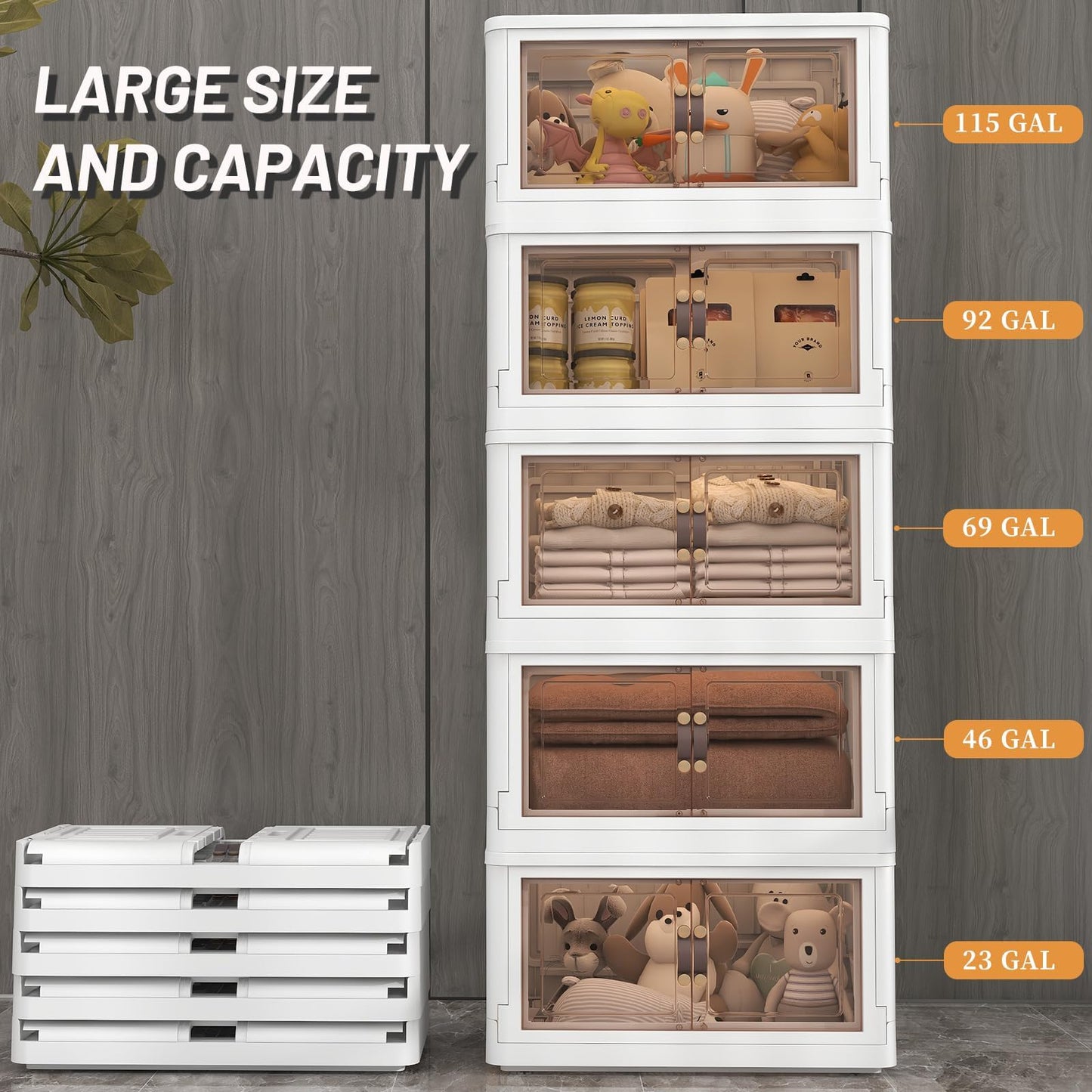 Stackable Storage Bins with Lids Wheels 78 Qt White