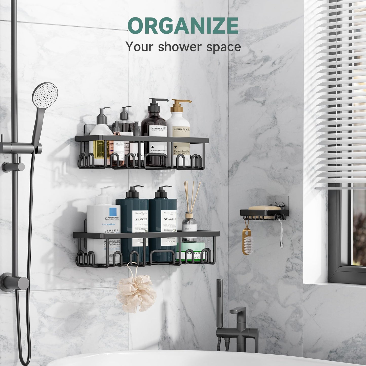 Stackable Shower Caddy Bathroom Organizer No Drill