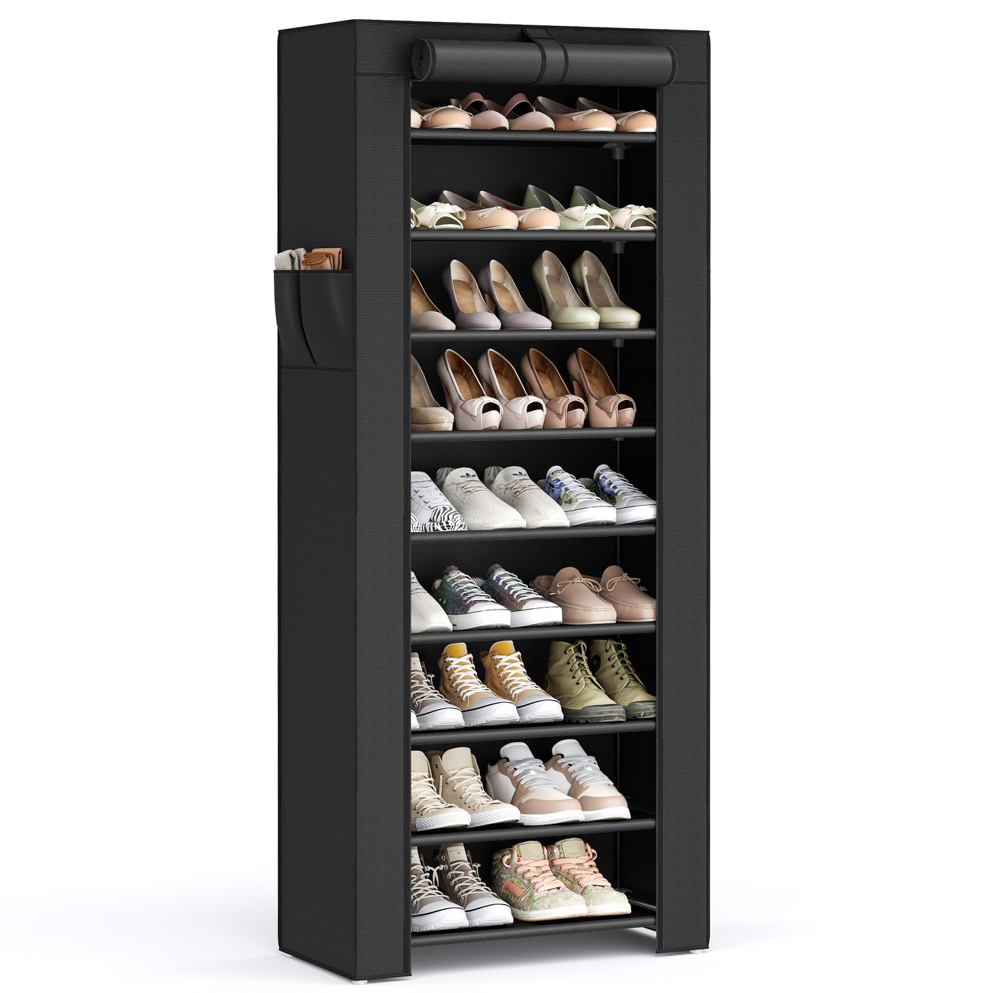 SONGMICS 10-Tier Shoe Rack, Shoe Organizer with Dustproof Cover,