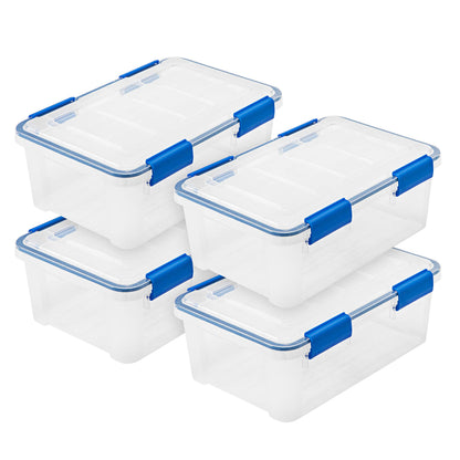 Stackable Weatherproof Plastic Storage Box with Lid Blue