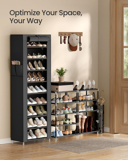 SONGMICS 10-Tier Shoe Rack, Shoe Organizer with Dustproof Cover,