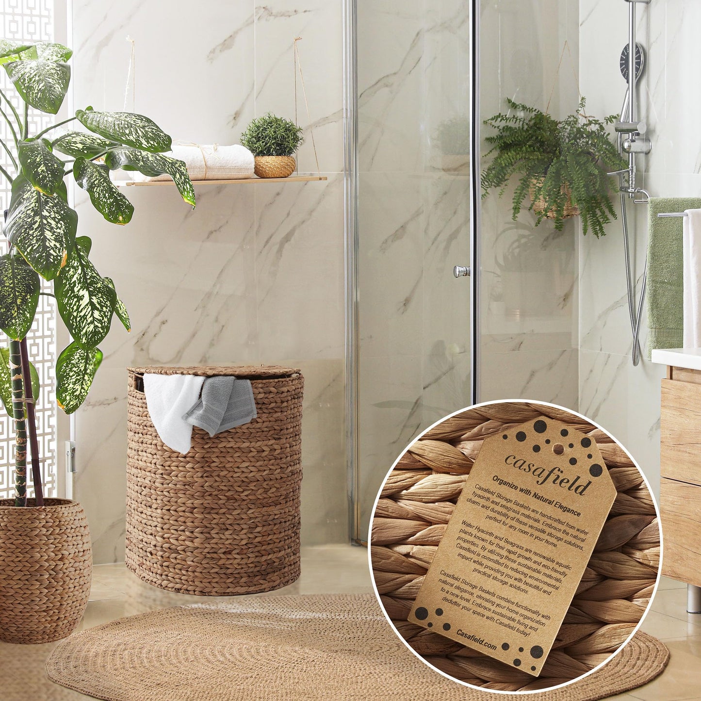 Half Moon Laundry Hamper with Lid Removable Liner