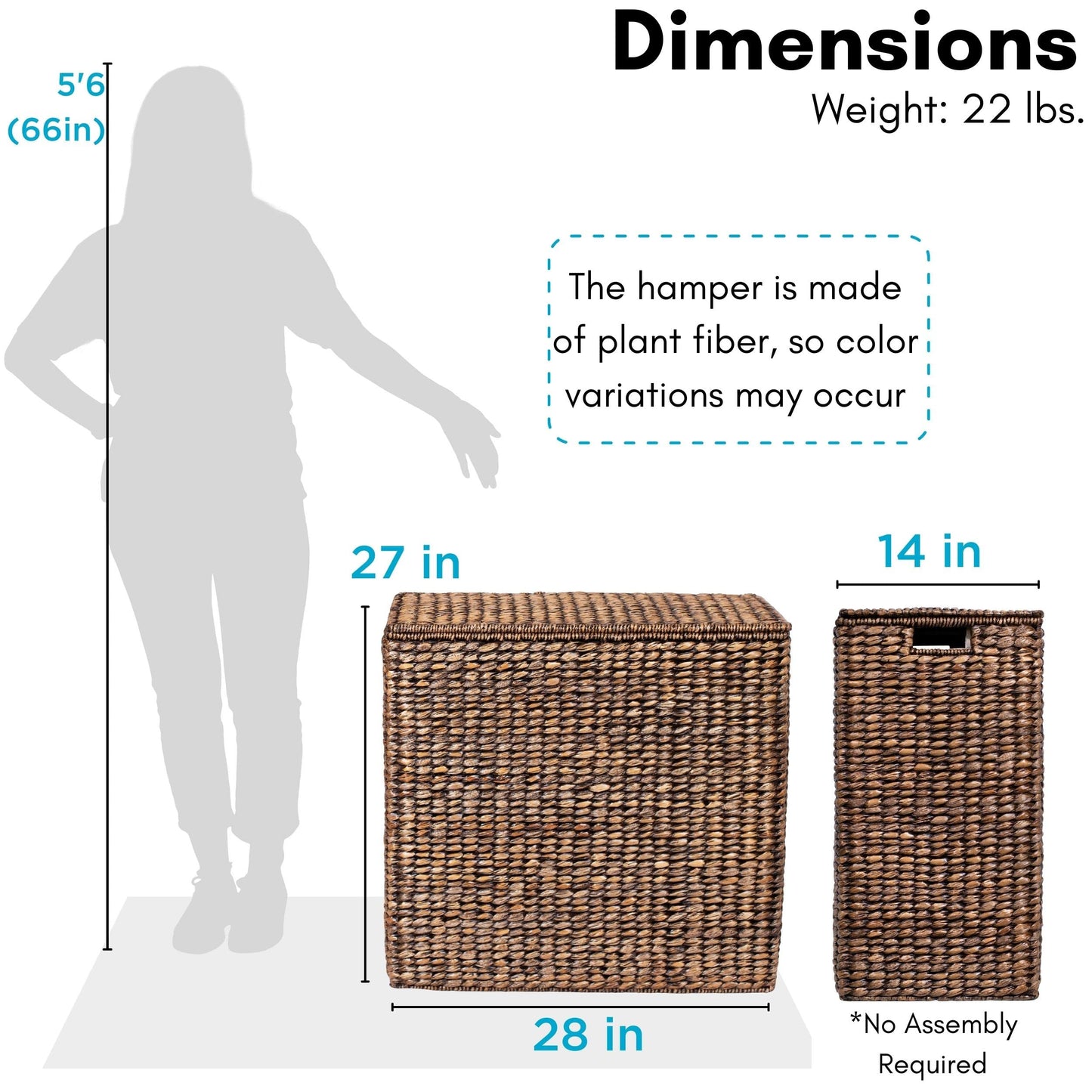 Dual Compartment Seagrass Laundry Hamper with Lid