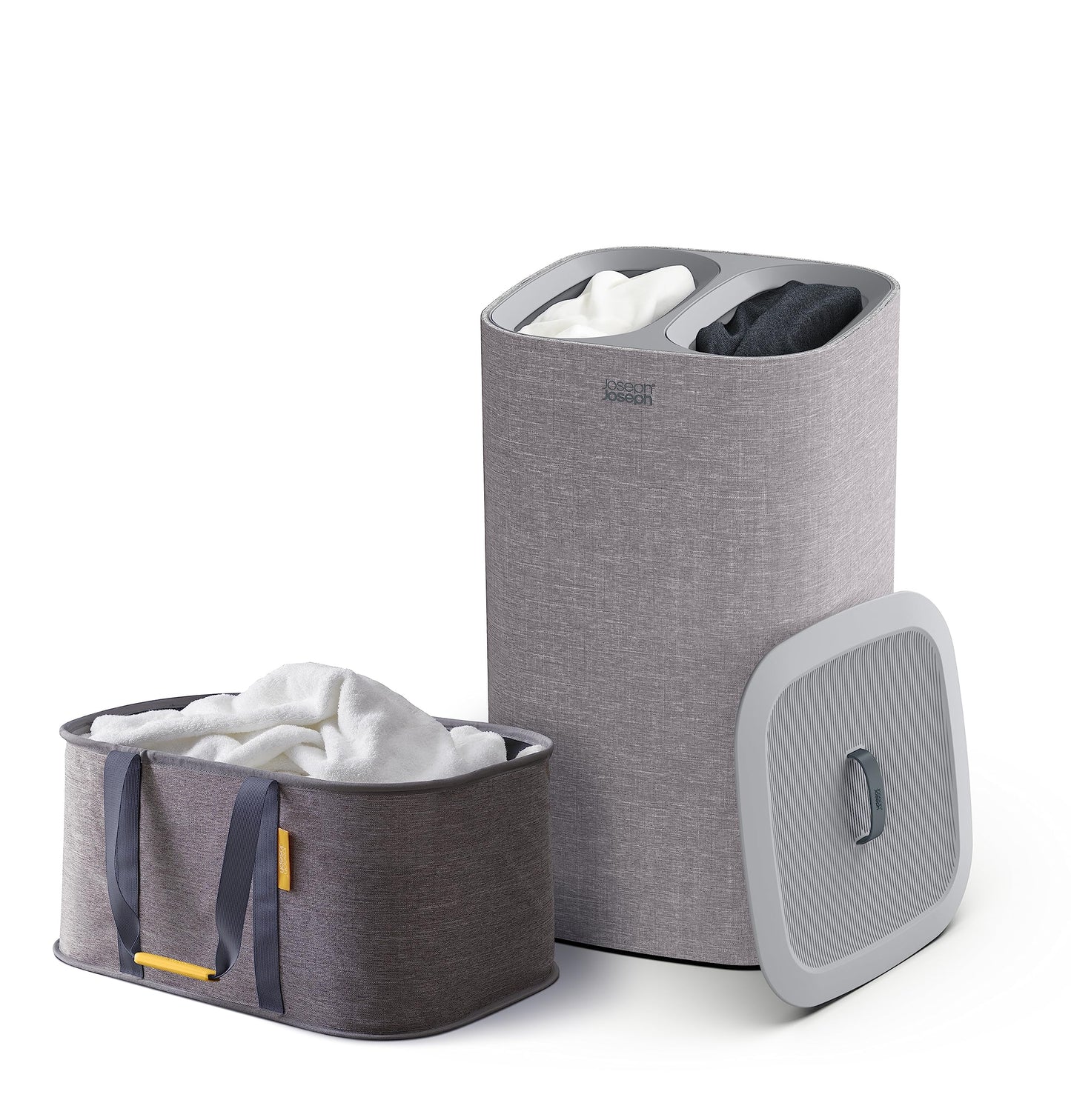 2 Piece Laundry Set Collapsible Hamper Bags Gray
