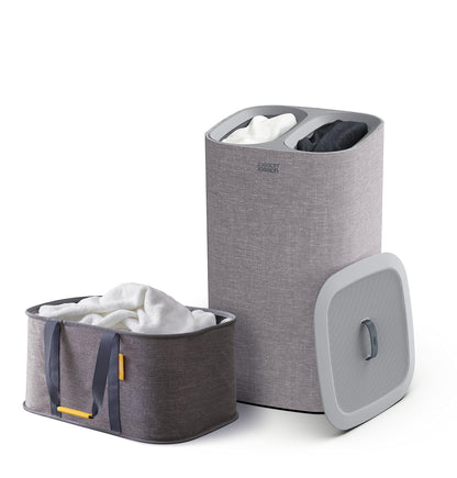 2 Piece Laundry Set Collapsible Hamper Bags Gray