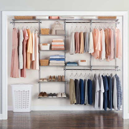 Expandable Wire Closet Shelving Kit with Rods White