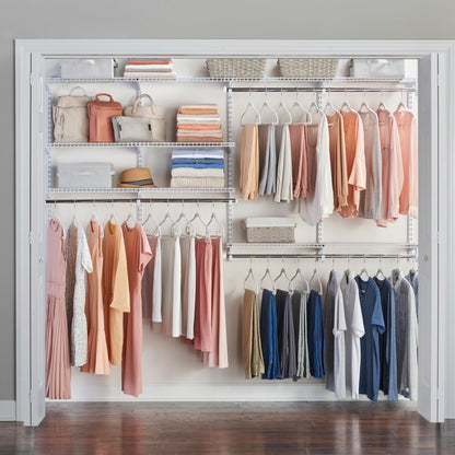 Expandable Wire Closet Shelving Kit with Rods White