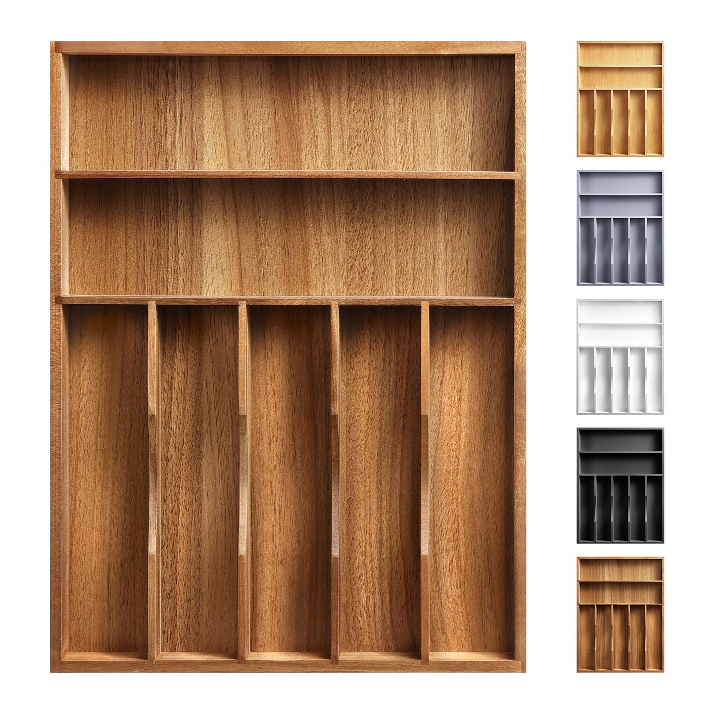 Oridom Expandable Bamboo Kitchen Drawer Organizer