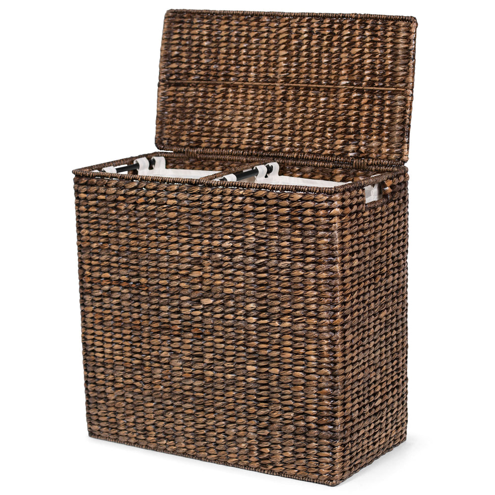 Dual Compartment Seagrass Laundry Hamper with Lid