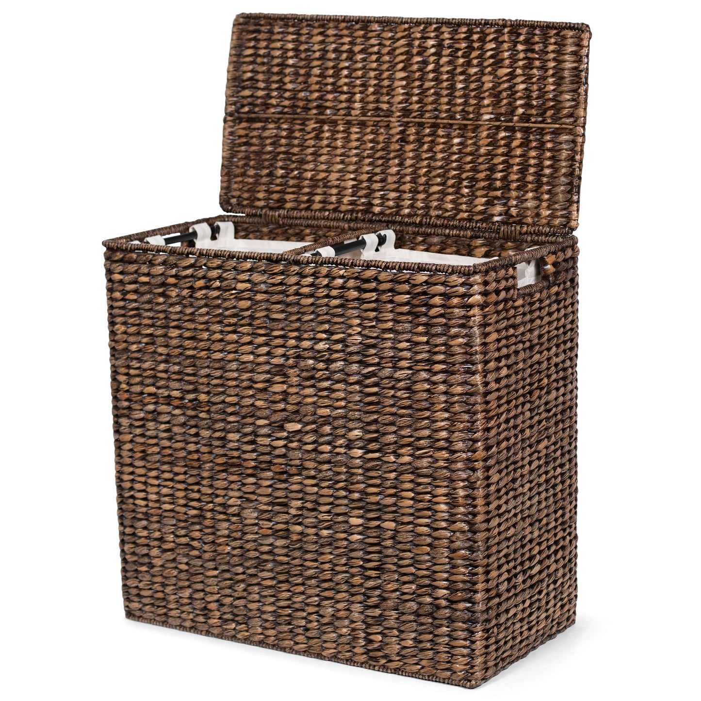Dual Compartment Seagrass Laundry Hamper with Lid