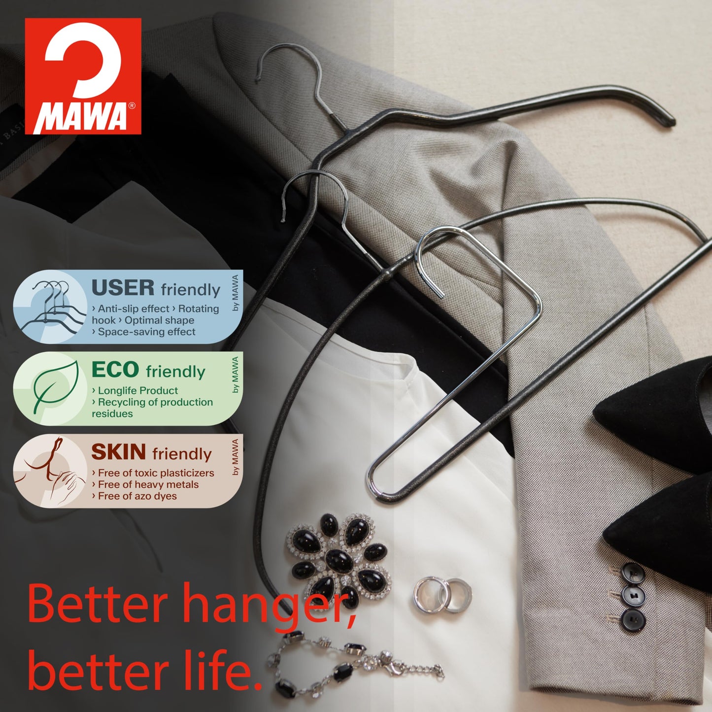 Non-Slip Space Saving Clothes Hangers with Rod 10-Pack