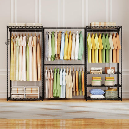 Heavy Duty Freestanding Garment Rack with Shelves Rods