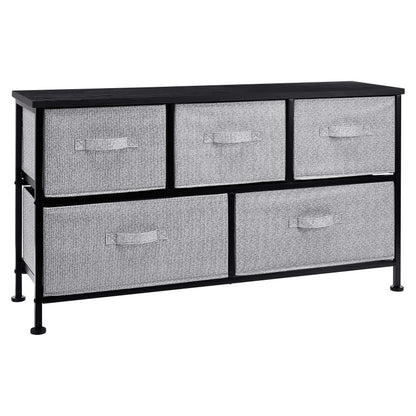 Extra Wide Fabric 5-Drawer Storage Organizer Unit